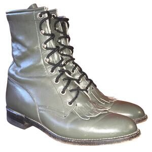 Justin Vintage Kelty Roper Boots Womens 7.5 B Grey Leather L 526 Cowgirl Western